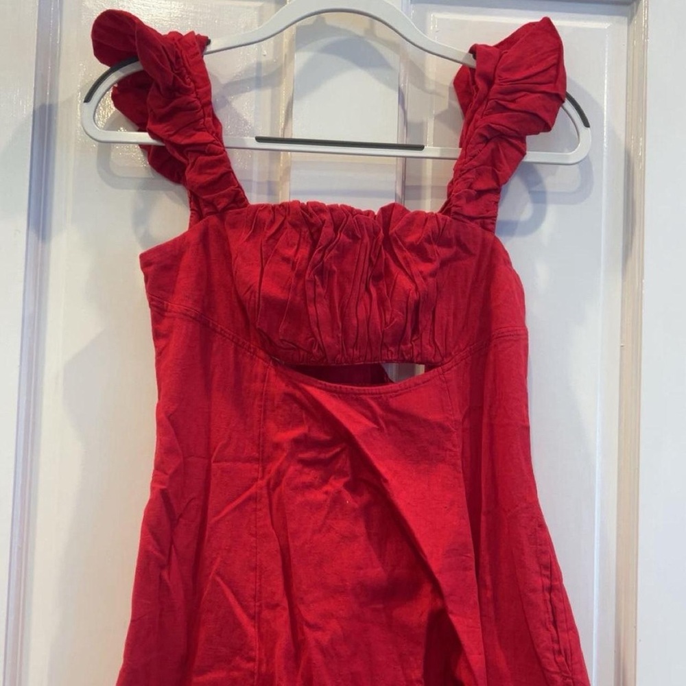 Free People Vibrant Red Textured Dress